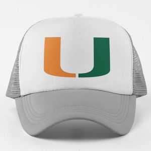 NEW Miami Hurricanes U Logo Foam Trucker Mesh Snapback Hat WHITE GREY